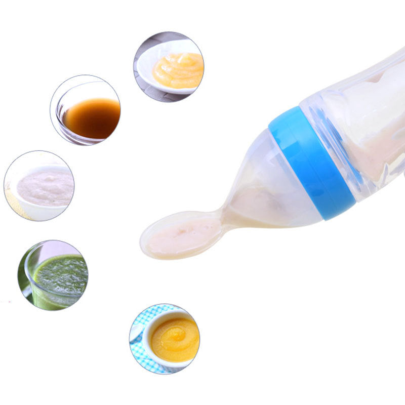 Silicone Baby Feeding Bottle with Spoon