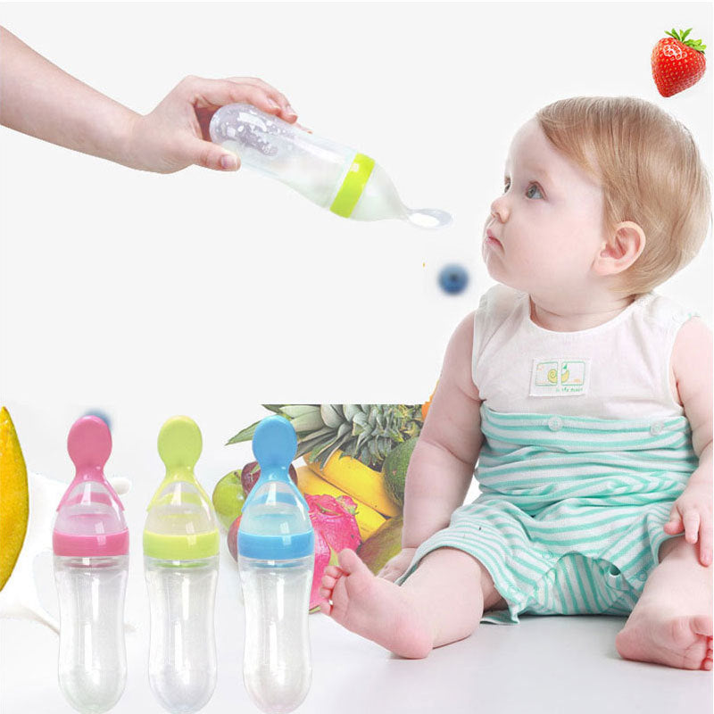 Silicone Baby Feeding Bottle with Spoon