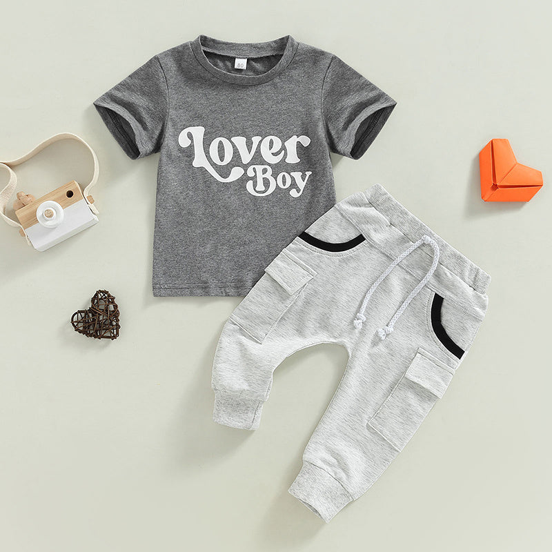 Baby Boy Short Sleeve Monogram Print T-shirt pant set