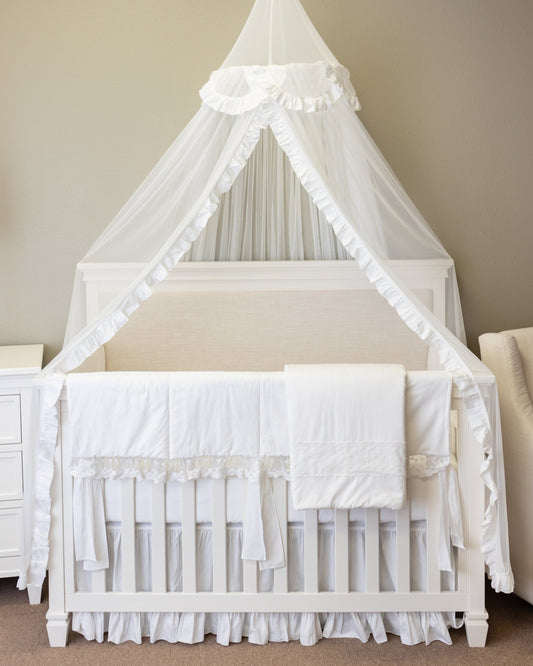 Nursery Crib White Tulle Canopy