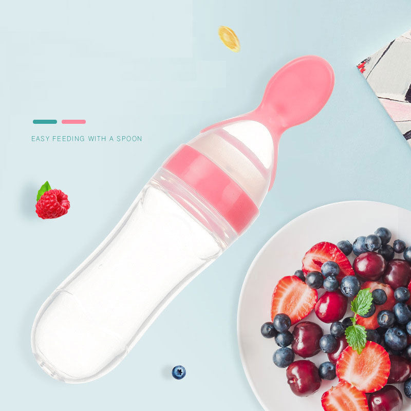 Silicone Baby Feeding Bottle with Spoon